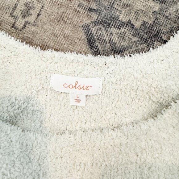 Colsie Ribbed Trim Fuzzy Matching Set Cropped Tank Shorts Target Lounge Large - Picture 3 of 6